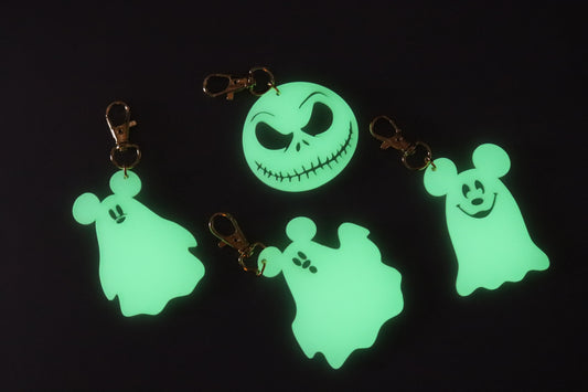 GLOW IN THE DARK HALLOWEEN BAG CHARMS/ KEYCHAINS
