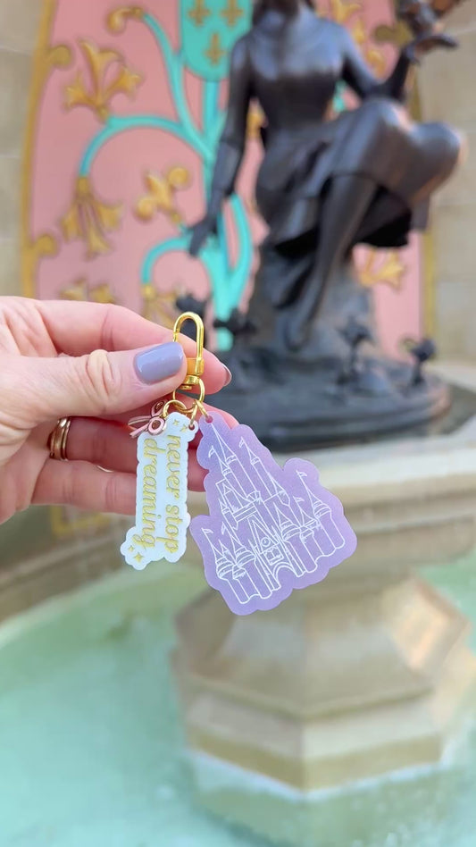 CASTLE AND NEVER STOP DREAMING BAG CHARM SET/ KEYCHAIN